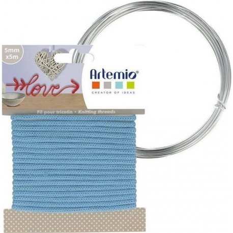 NC Fil À Tricotin Bleu Ciel 5 Mm X 5 M + Fil D'aluminium