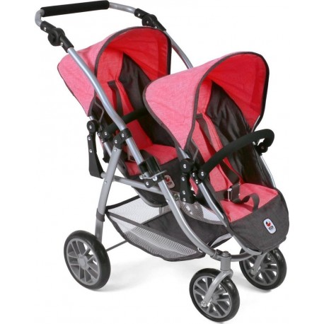 NC Le Buggy Tandem Vario, Mélange Anthracite Rose Pour Poupée