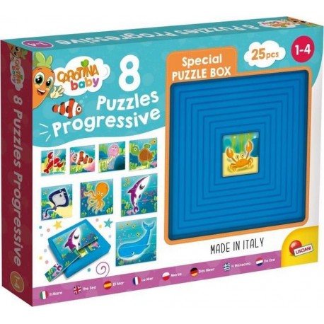 NC 9 Puzzles Progressifs Carotina Baby La Mer Avec Support Auto Correctif Lisciani