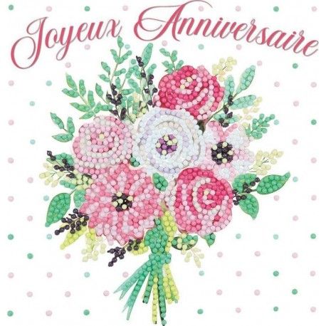 NC Carte Crystal Art À Diamanter Anniversaire Bouquet 18 X 18 Cm