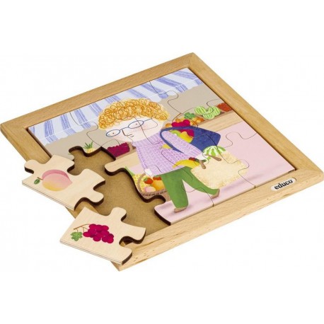 NC Puzzle En Bois Mon Sac À Provisions Fruit Jeu Montessori