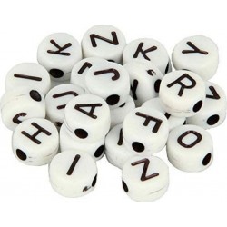 300 Perles Alphabet 7 Mm Blanc Et Noir