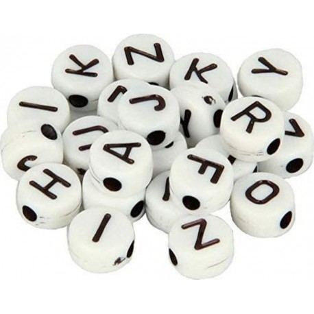 300 Perles Alphabet 7 Mm Blanc Et Noir