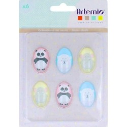 NC 6 Cabochons En Verre Adorable