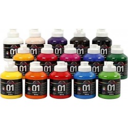 NC Set 15 Peintures Acryliques Brillantes A-color Couleurs Assorties 500ml