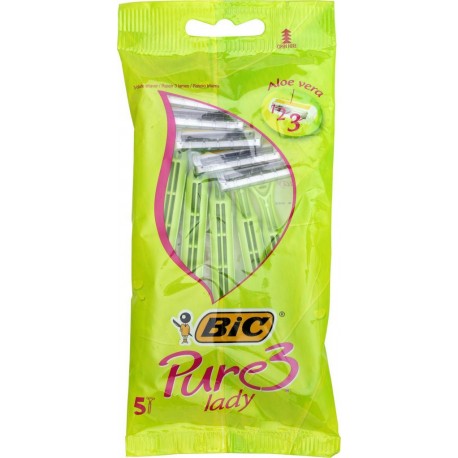 Bic Pure 3 Lady par 5 Rasoirs Jetables pour Femme avec Aloé Vera (lot de 3 soit 15 rasoirs)