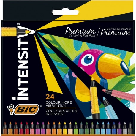 BIC Feutre coloriage Intensity Premium Pointe incurvée fine lot de 24 feutres