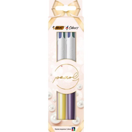 BIC Stylo bille 4 couleurs Pearl lot de 2 stylos