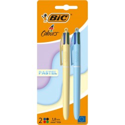 BIC Stylo bille 4 couleurs Pastel lot de 2 stylos