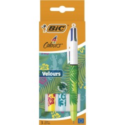 BIC Stylo à bille 4 couleurs Velours X3 lot de 3