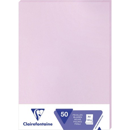 CLAIREFONTAINE Feuille lilas 21x29,7cm 120g x50 lot de 50 feuilles