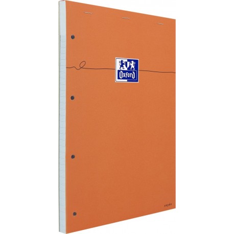 OXFORD Bloc note Perforé Orange A4 80 pages Grands carreaux le bloc note