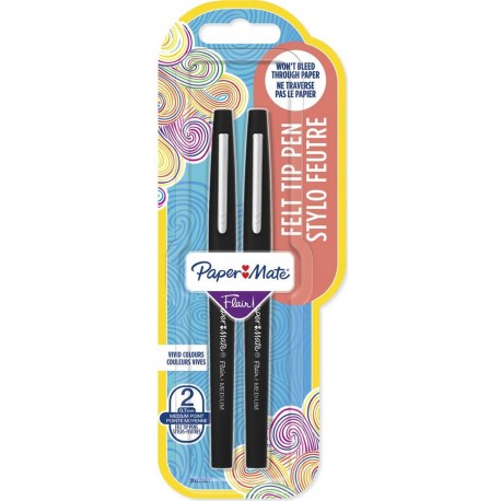 PAPER MATE Stylo feutre pointe moyenne noir x2 lot de 2