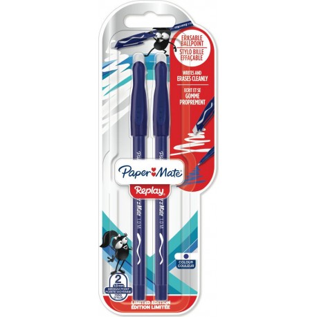 PAPER MATE Stylo effaçable bleu x2 lot de 2 stylos