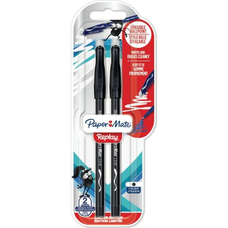 PAPER MATE Stylo effaçable noir x2 lot de 2 stylos