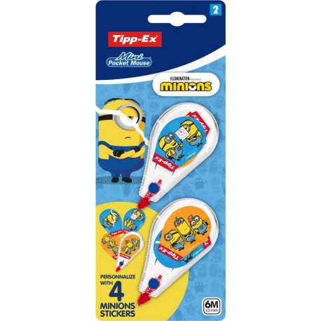 TIPP EX Ruban correcteur Mini Pocket Mouse Minions TIPP-EX lot de 2 rubans correcteurs