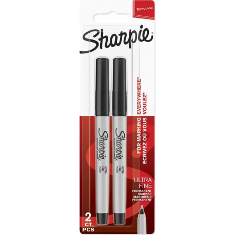 SHARPIE Marqueur permanent pointe fine x2 noir lot de 2 marqueurs