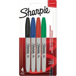 SHARPIE Marqueur permanent pointe fine coloris assortis lot de 4 marqueurs