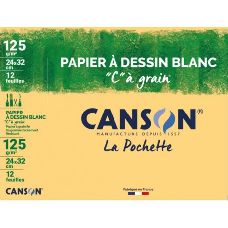 CANSON Papier à dessin C à grain 12f 24x32 125g la pochette