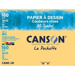 CANSON Papier à dessin Miteintes 160g/m² multicolor x12 la pochette de 12 feuilles