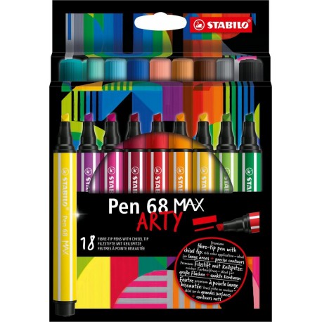 STABILO Feutre pointe biseautée Pen 68 Max Arty x18 lot de 18 feutres