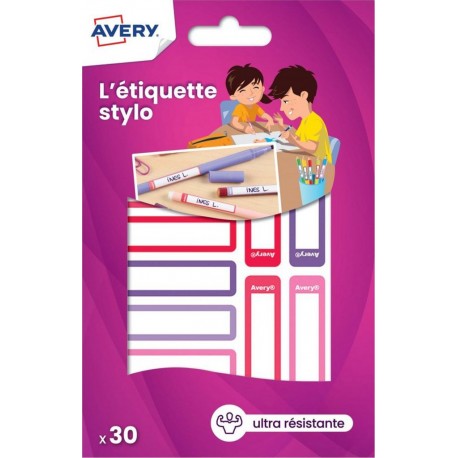 AVERY Etiquettes pour stylo rose/violet 50x10mm x 30 les 30 étiquettes