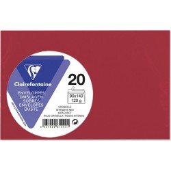 CLAIREFONTAINE Enveloppe de visite rouge groseille 90x140mm 120g x20 lot de 20 enveloppes