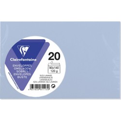 CLAIREFONTAINE Enveloppe de visite bleue lavande 90X140 120g x20 lot de 20 enveloppes