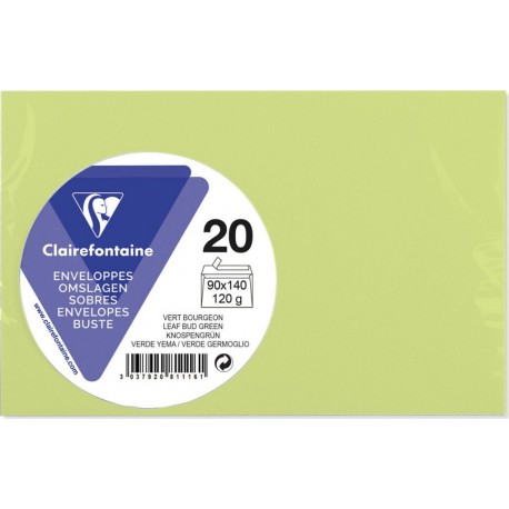 CLAIREFONTAINE Enveloppe de visite vert bourgeon 90x140mm 120g x20 lot de 20 enveloppes