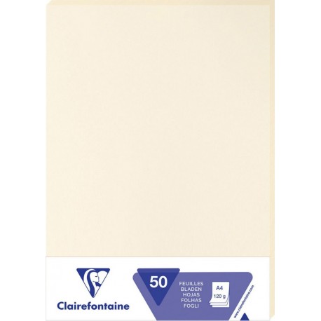 CLAIREFONTAINE Feuille ivoire 210x297mm 120g x50 lot de 50 feuilles