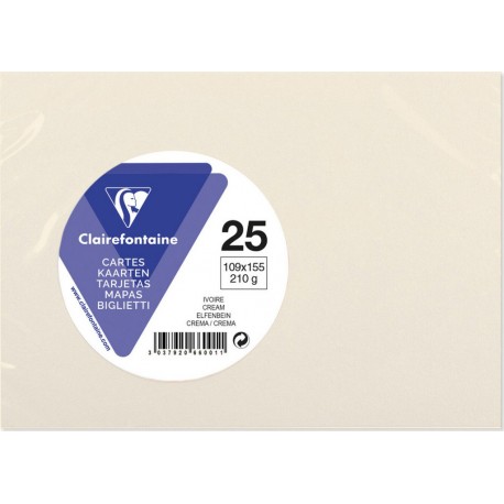 CLAIREFONTAINE Carte classique ivoire 109x155mm 210g x25 lot de 25 cartes