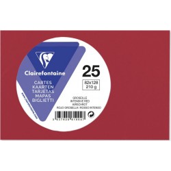 CLAIREFONTAINE Carte de visite rouge groseille 82x128mm 210g x25 lot de 25 cartes