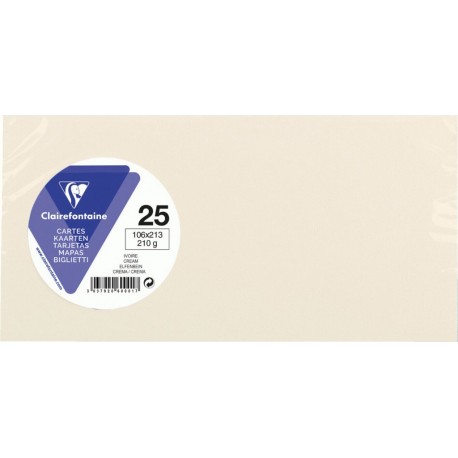 CLAIREFONTAINE Carte ivoire 106x213mm 210g x25 lot de 25 cartes