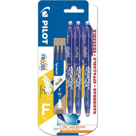 PILOT Stylo roller effaçable Ball bleu x3 + 3 recharges Fine le lot 3 rollers effaçable + 3 recharges