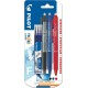 PILOT Stylo roller effaçable fins Clicker assortis X3 + 3 recharges bleues lot de 3 rollers et 3 recharges