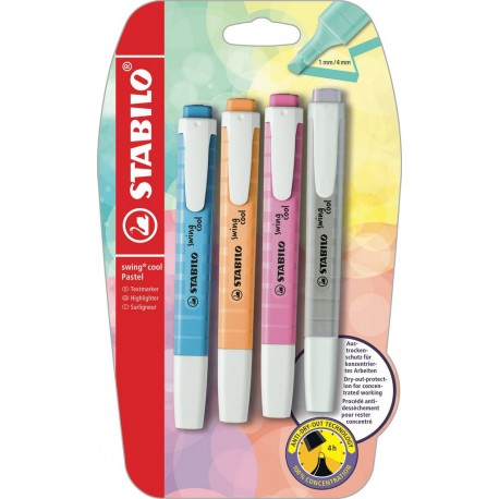 STABILO Surligneur Swing Cool Pastel x4 lot de 4 surligneurs