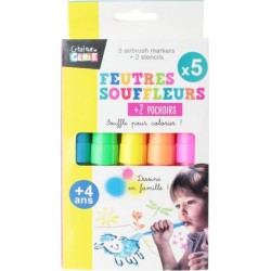 NC Lot De 5 Feutres Souffleurs 2 Pochoirs 15cm Multicolore