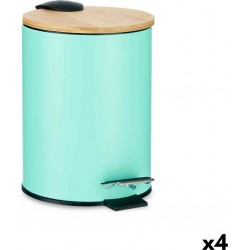 NC Corbeille À Papier Menthe Métal Bambou 3L (4 Unités)