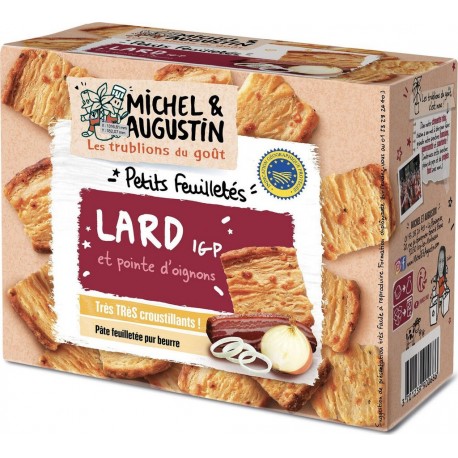 MICHEL ET AUGUSTIN Biscuits apéritifs Petits feuilletés au lard du Sud-Ouest et pointe d’oignons 80g