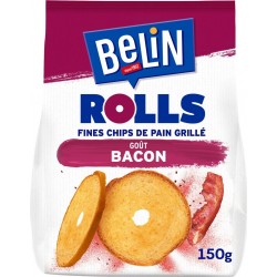 BELIN Biscuits apéritifs fines chips de pain grillé goût bacon Rolls 150g