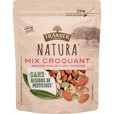 TRAMIER Mélange mix croquant amandes noix de cajou pistaches sans sel ajouté 175g