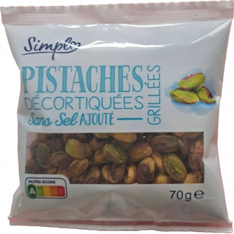 SIMPL Pistaches décortiquées sans sel 70g