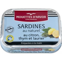 LES MOUETTES ARVOR Sardines au naturel citron thym et laurier LES MOUETTES D'ARVOR 115g