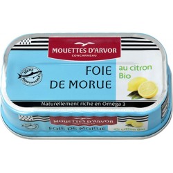 LES MOUETTES ARVOR Foie de morue naturel au citron Bio LES MOUETTES D'ARVOR 120g