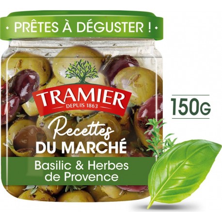 TRAMIER Olives recettes du marché basilic et herbes 335g