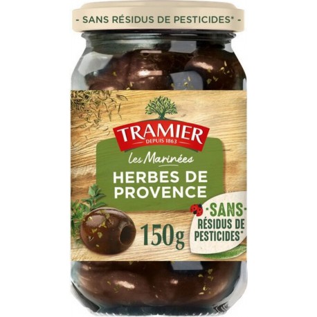 TRAMIER Olive Noir Dénoyautées Marinées aux Herbes de Provence 15g