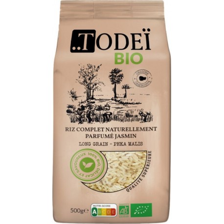 TODEI Riz complet parfumé jasmin variété Phka Malis Bio 500g