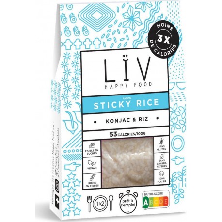 LIV HAPPY FOOD Plat préparé Konjac et riz gluant Sticky Rice 200g