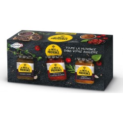 METS DE PROVENCE Coffret apéritif tapenade, tomates séchées & caviar d'aubergines le coffret de 3 pots de 90g