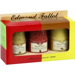 EDMOND FALLOT Moutarde de Dijon assortiment aux noix, cassis & vin blanc les 3 pots de 100ml